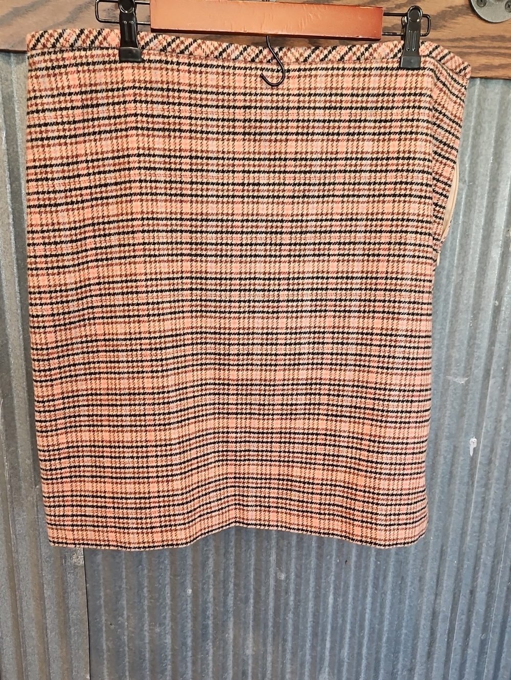 Talbots Peach and Black Plaid Mini Skirt
